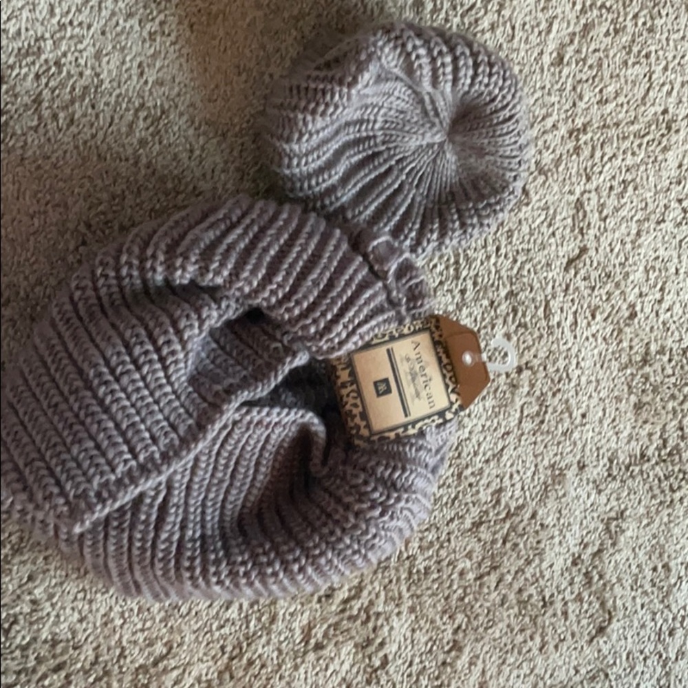 Tan scarf with matching beret